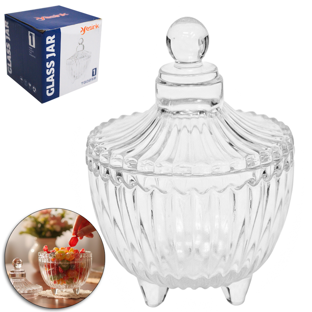 BOMBONIERE DE VIDRO COM TAMPA 9,5X7CM DE Ø