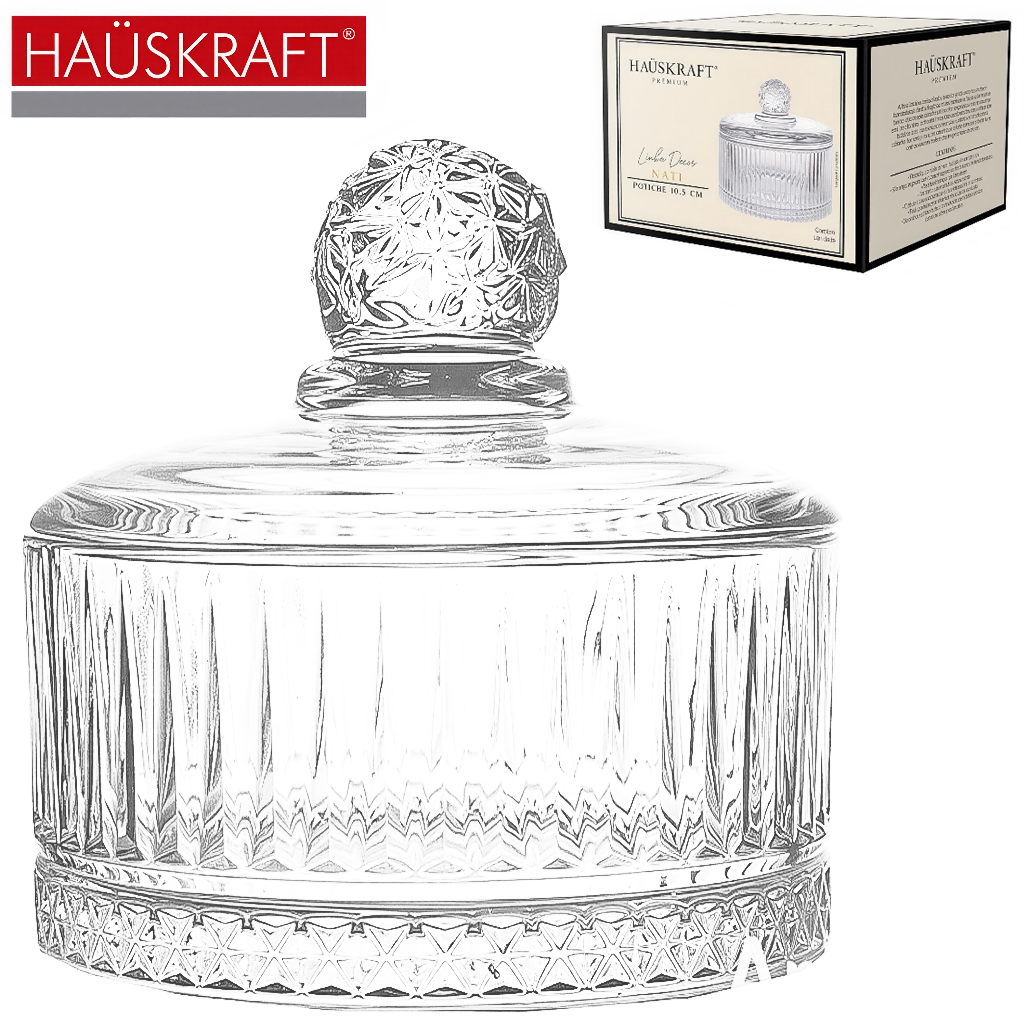 BOMBONIERE DE VIDRO COM TAMPA LINHA DECOR NATALIA HAUSKRAFT PREMIUM 10X10,5CM DE Ø