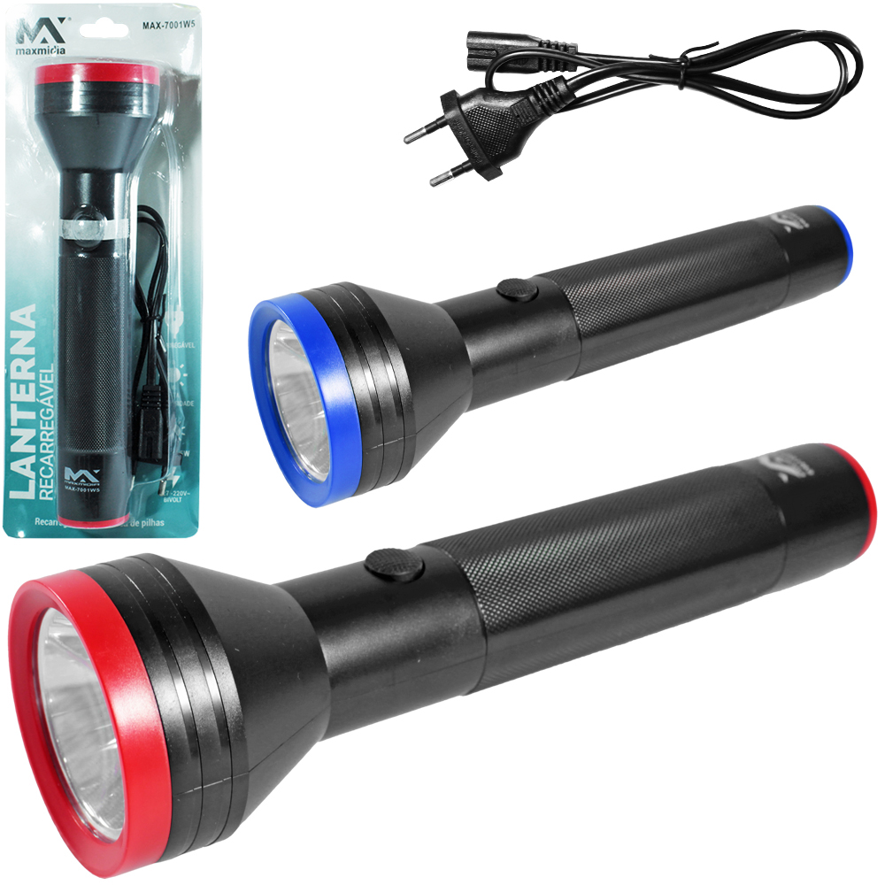 LANTERNA RECARREGAVEL BIVOLT MAXMIDIA COM 1 LED