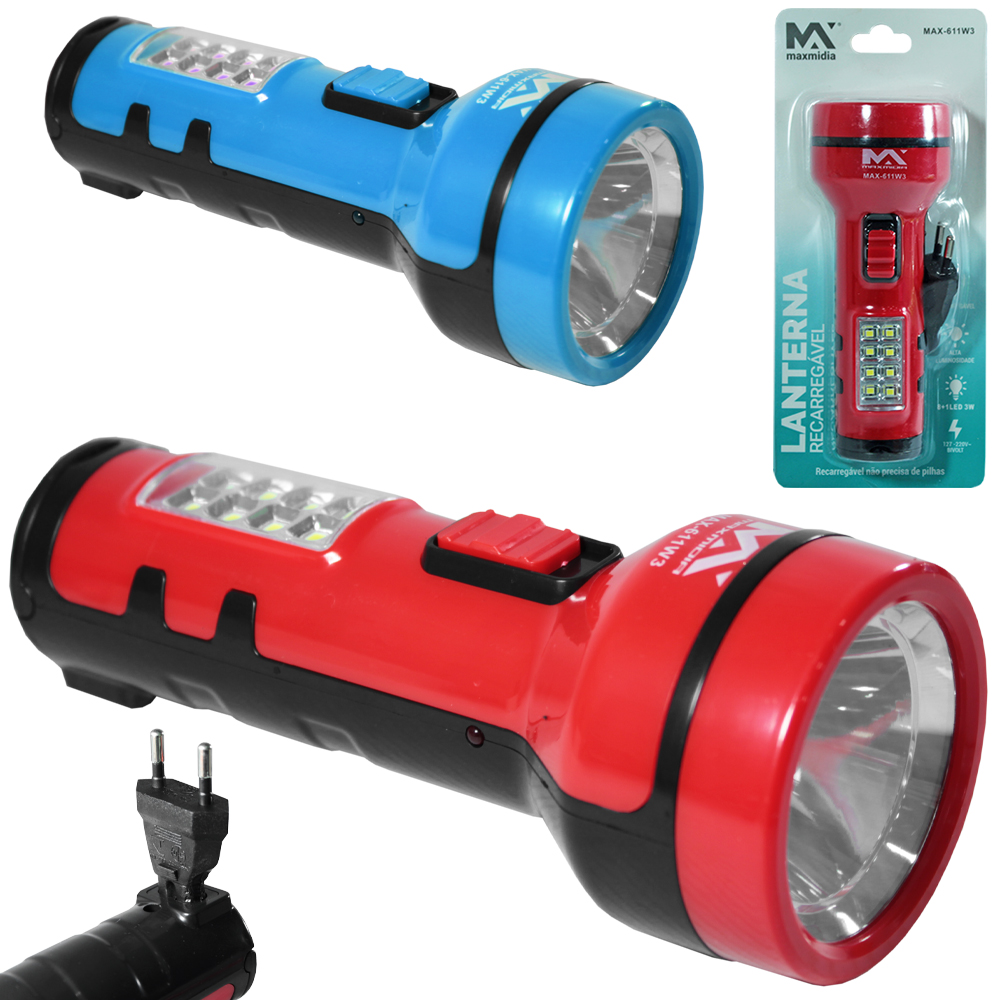 LANTERNA RECARREGAVEL BIVOLT MAXMIDIA COM 9 LEDS 