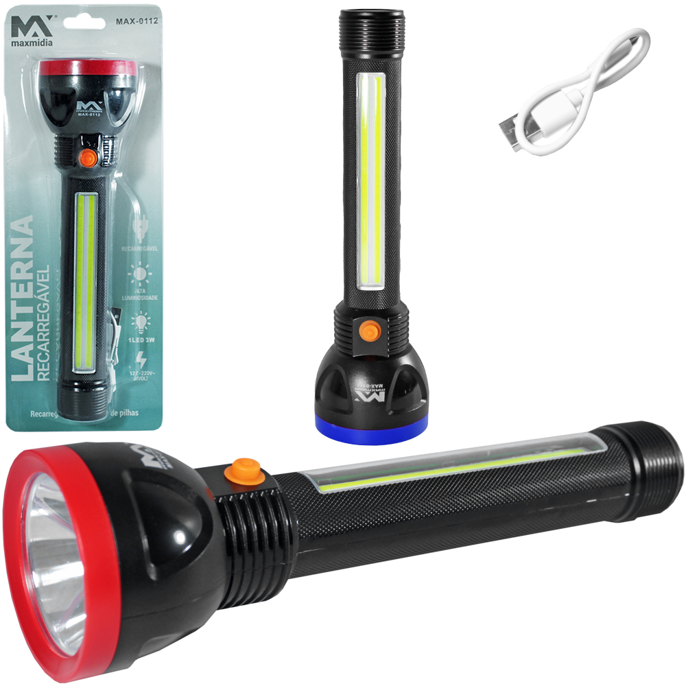 LANTERNA RECARREGAVEL BIVOLT MAXMIDIA COM 41 LEDS