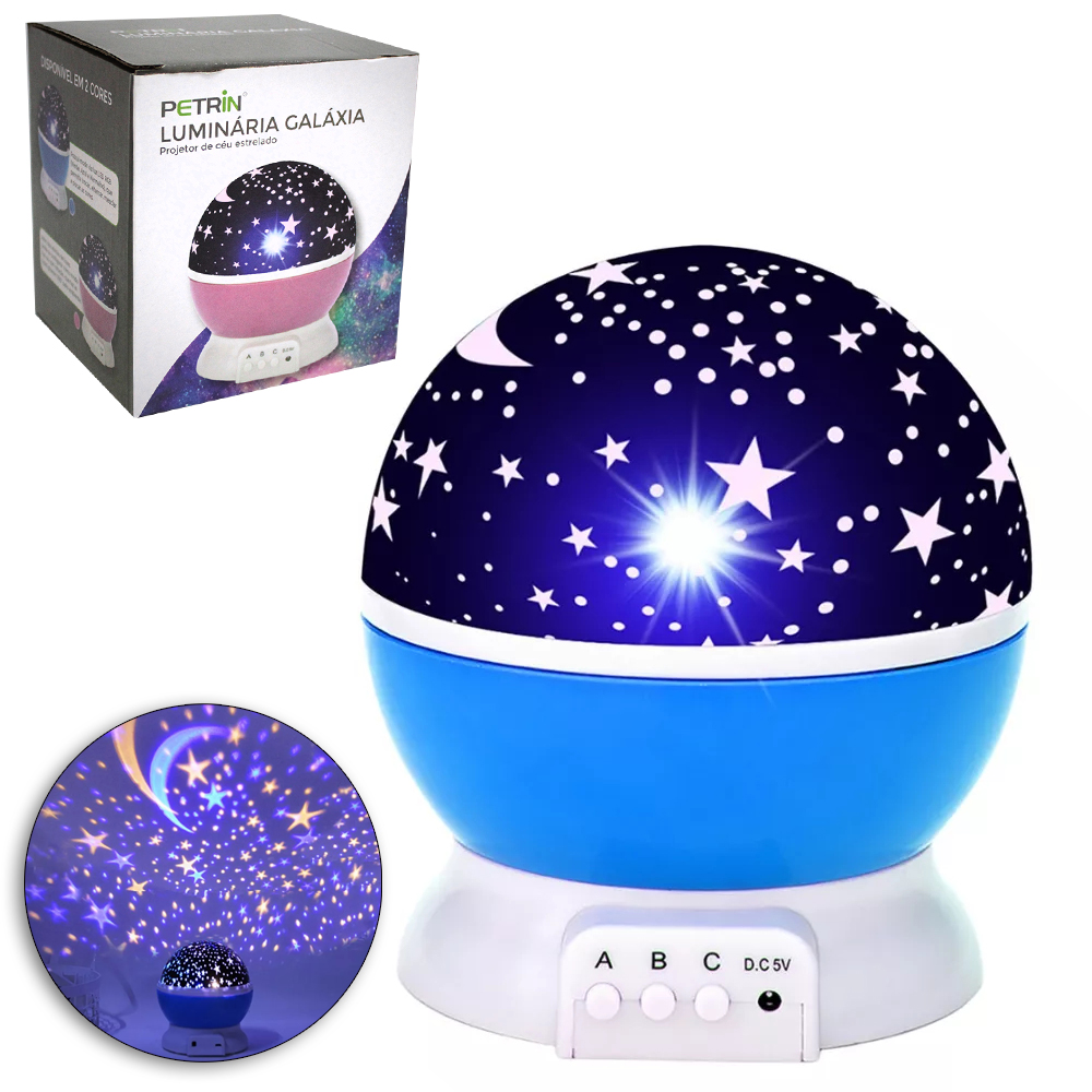 LUMINARIA DE MESA ROTATIVA PROJETORA GALAXIA USB / PILHA 13X12CM DE Ø