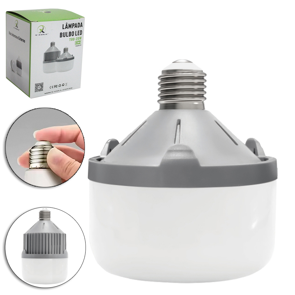 LAMPADA BULBO DE LED T80-20W BRANCA FRIA BIVOLT E27 X-CELL