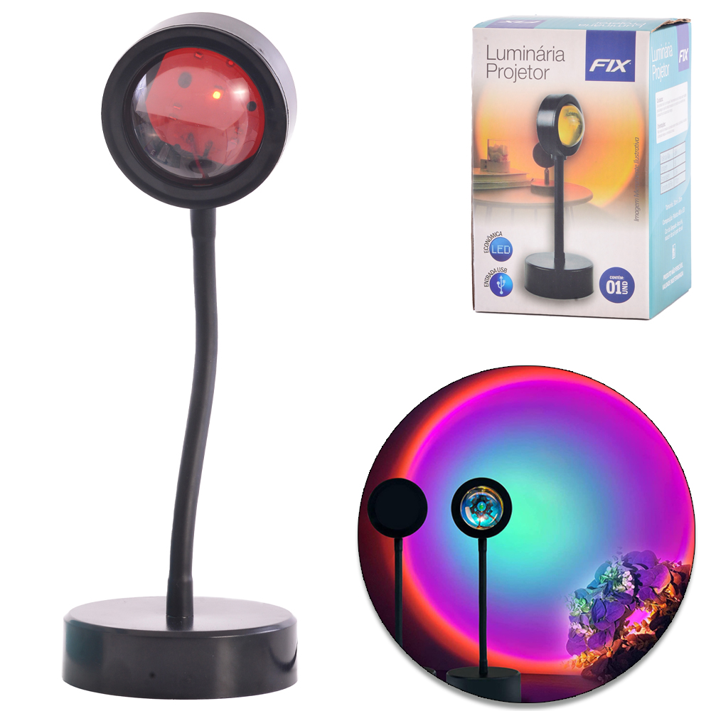 LUMINARIA PROJETOR DE MESA FLEXIVEL CABO USB