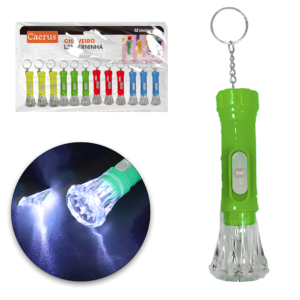 CHAVEIRO LANTERNA DE LED A BATERIA COM 12 PECAS 7X2,3CM