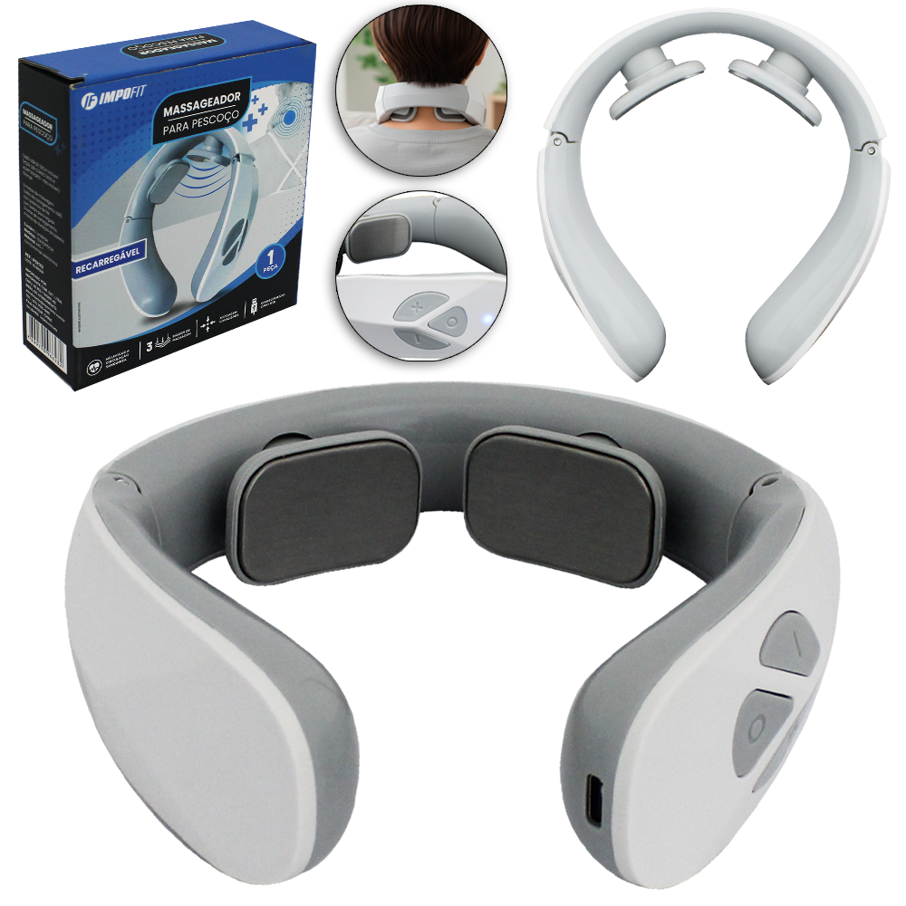MASSAGEADOR PARA PESCOCO RECARREGAVEL PORTATIL COM CABO USB IMPO FIT