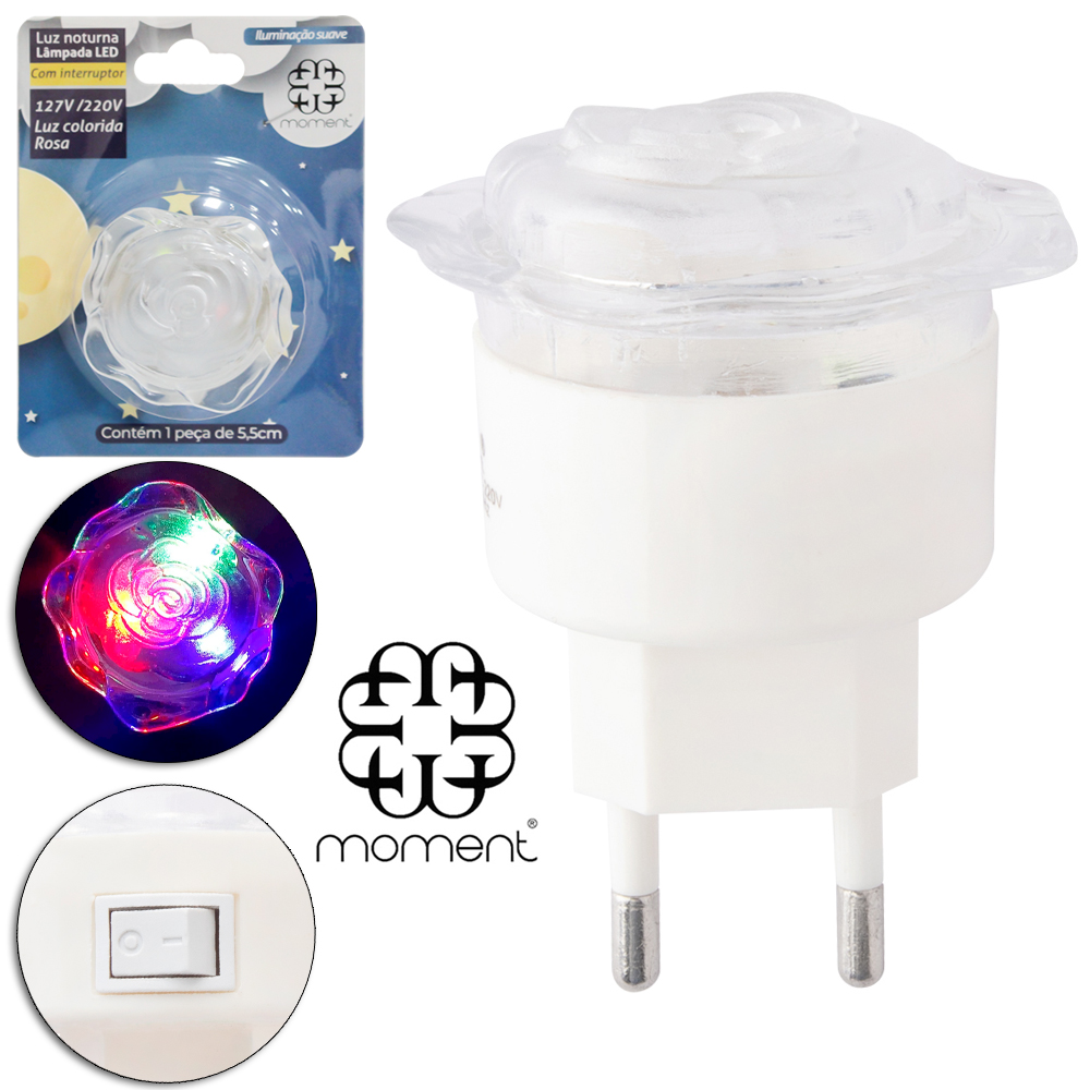 ABAJUR LUMINARIA DE TOMADA DE LED ROSA BIVOLT 5,5CM