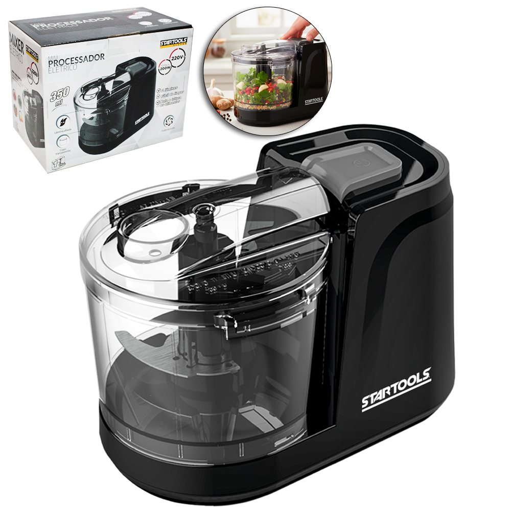 PROCESSADOR DE ALIMENTOS ELETRICO 220V 200W 350ML COM 2 LAMINAS DE INOX