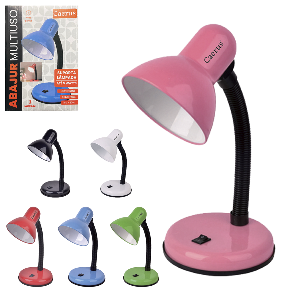 ABAJUR LUMINARIA DE MESA FLEXIVEL COM BASE DE PLASTICO BIVOLT 32,5X14X11CM DE Ø