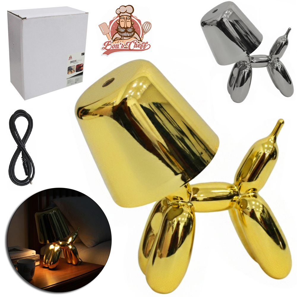 ABAJUR LUMINARIA DE PORCELANA RECARREGAVEL CACHORRO DE BALLON + SENSOR TOUCH USB 22X16,5CM 