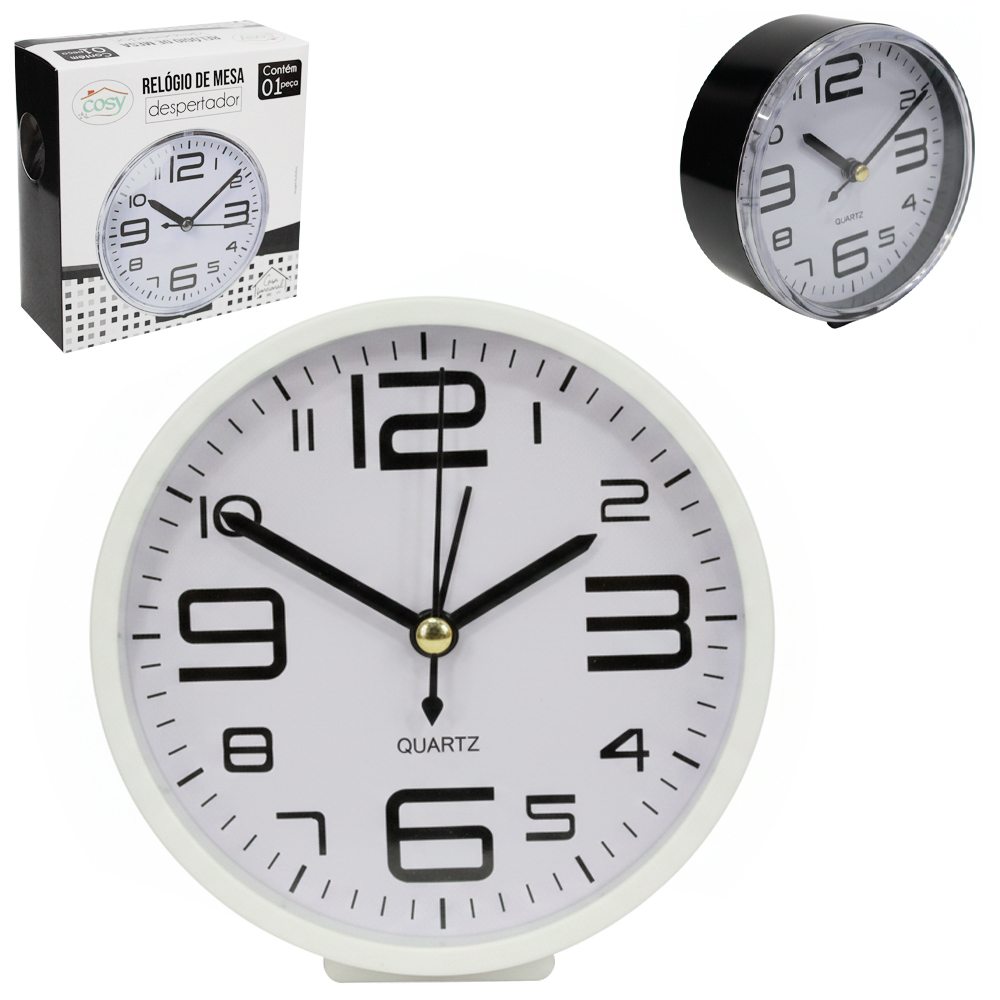 RELOGIO DE MESA / DESPERTADOR REDONDO 10CM DE Ø