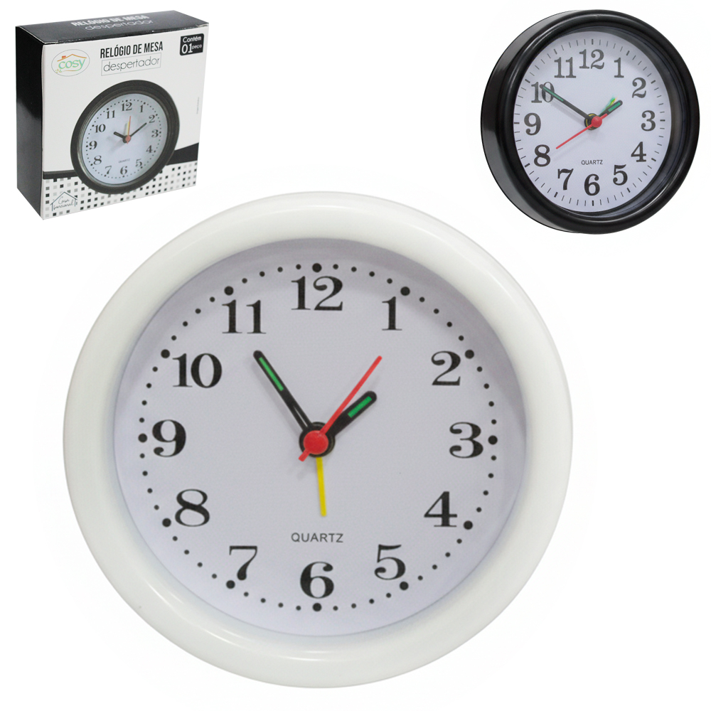 RELOGIO DE MESA / DESPERTADOR REDONDO 10CM DE Ø
