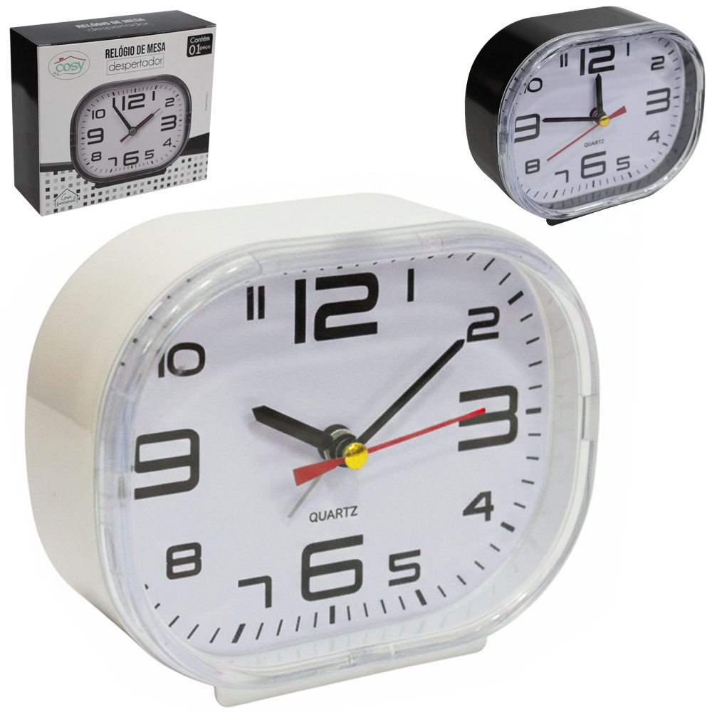 RELOGIO DE MESA / DESPERTADOR OVAL 12X10CM