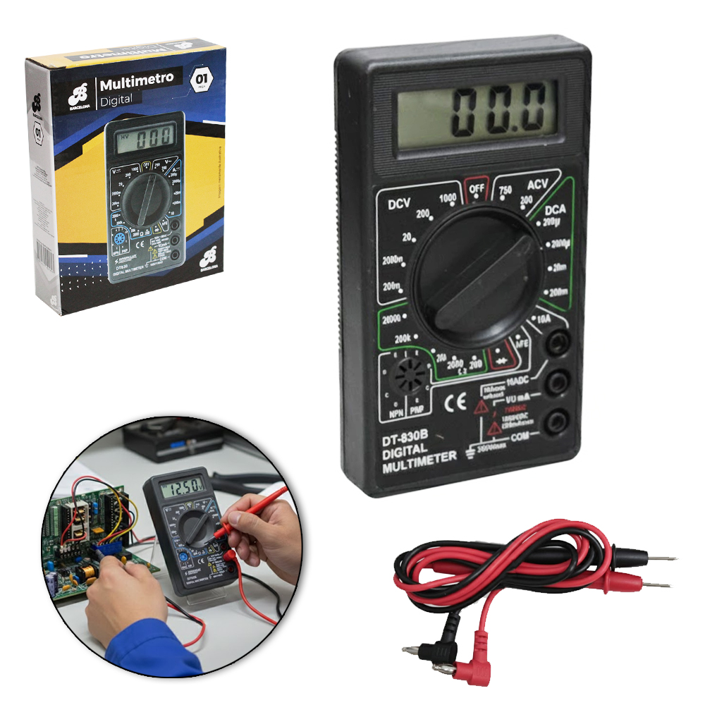 MULTIMETRO DIGITAL A BATERIA 9V 12X7CM