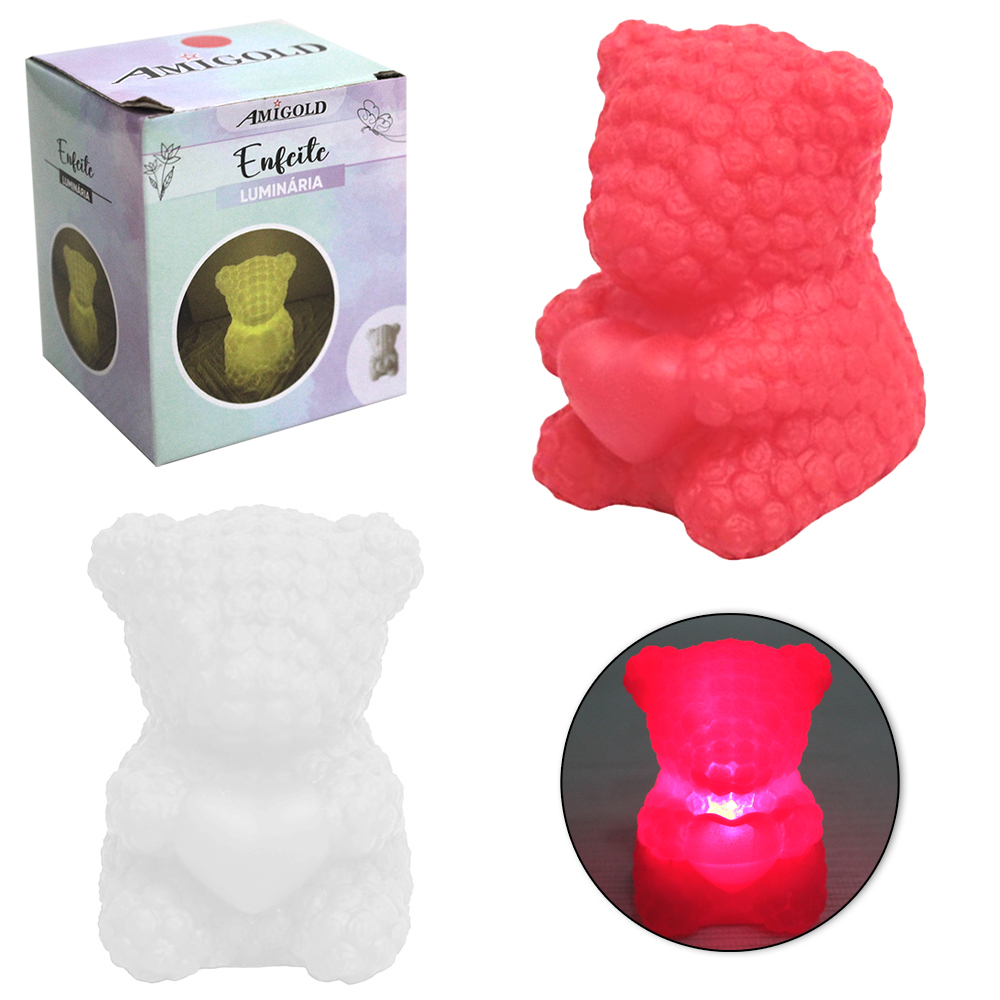 ABAJUR LUMINARIA DE MESA DE LED URSO A BATERIA 6X5X5CM