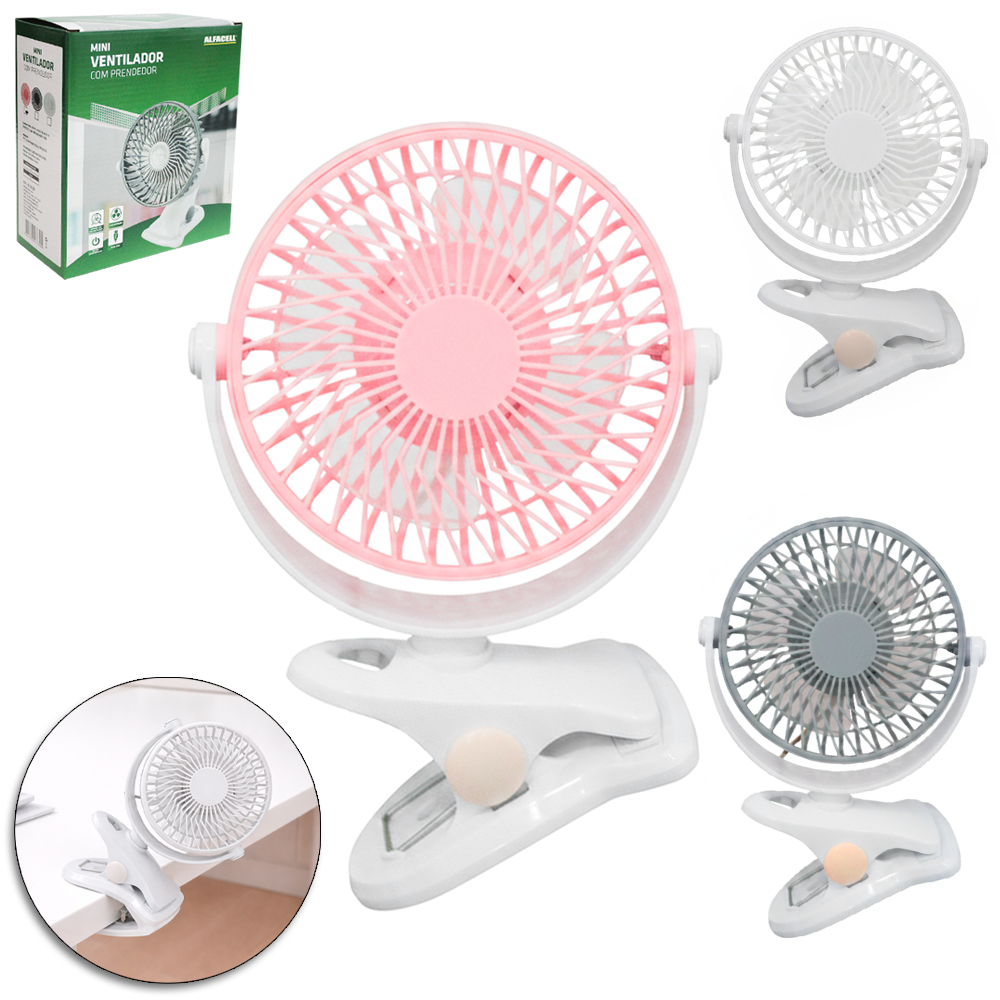 MINI VENTILADOR DE MESA AJUSTAVEL COM 1 VELOCIDADE + BASE PRESILHA DE PLASTICO CABO USB
