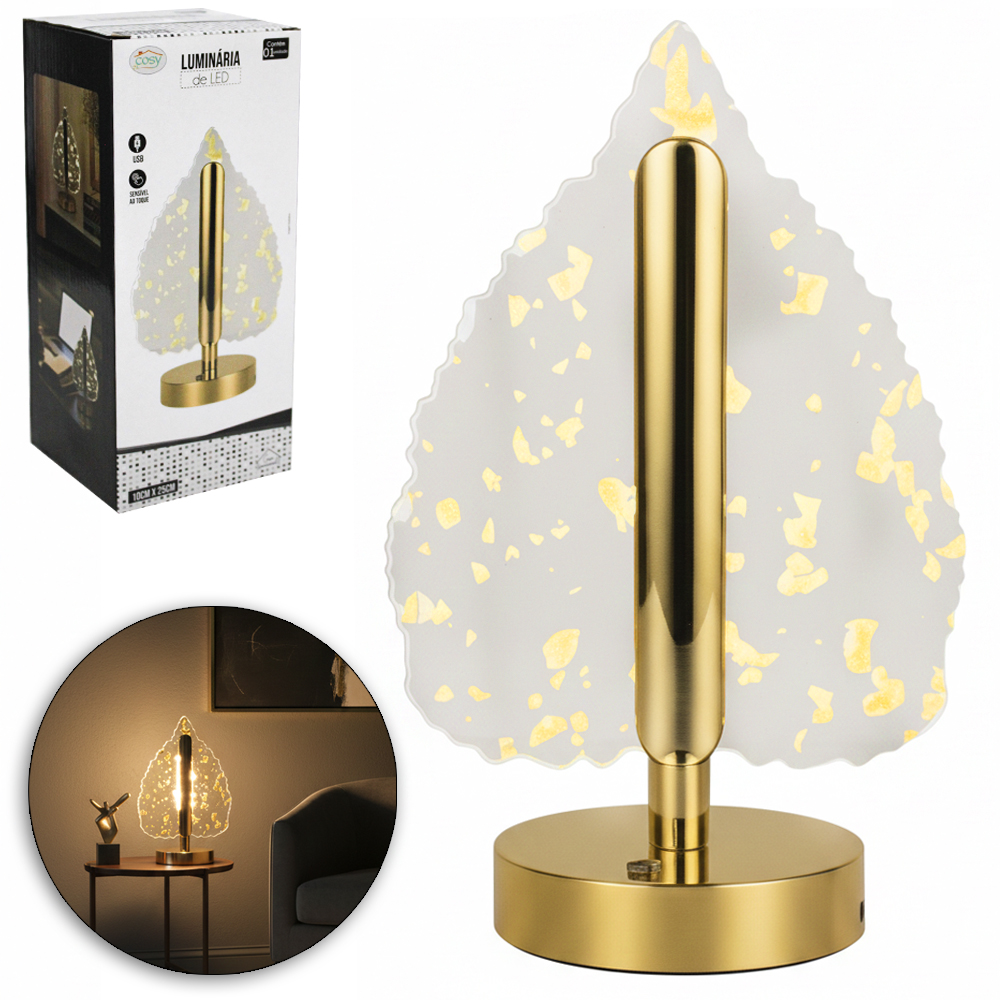ABAJUR LUMINARIA ACRILICO RECARREGAVEL TOUCH 3 CORES DE LUZ USB 25X10CM