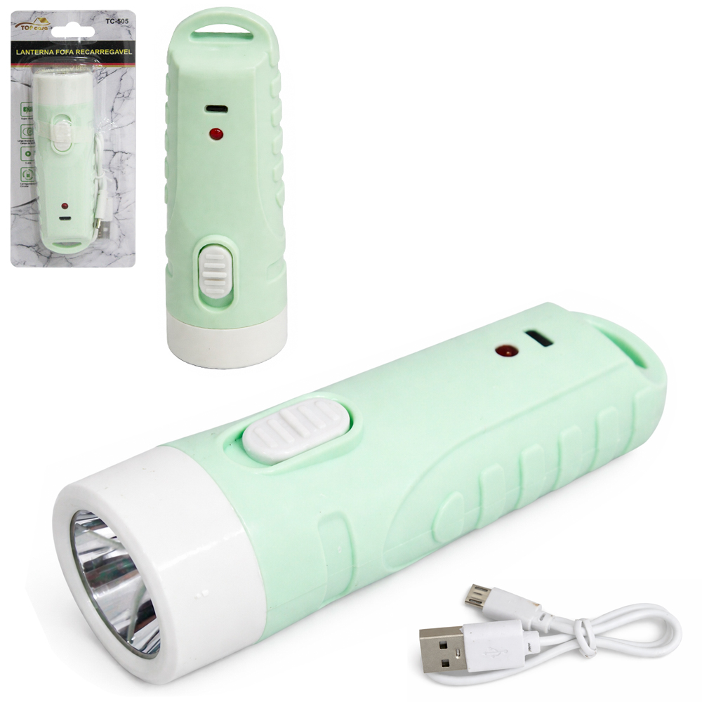 LANTERNA RECARREGAVEL COM 1 LED + CABO USB TOP CASA