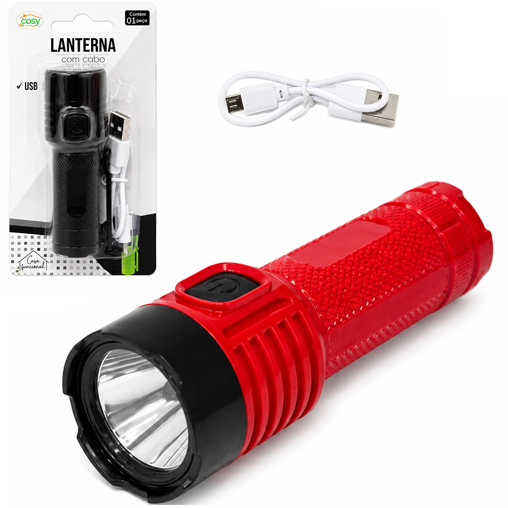 LANTERNA RECARREGAVEL COM 1 LED + CABO USB