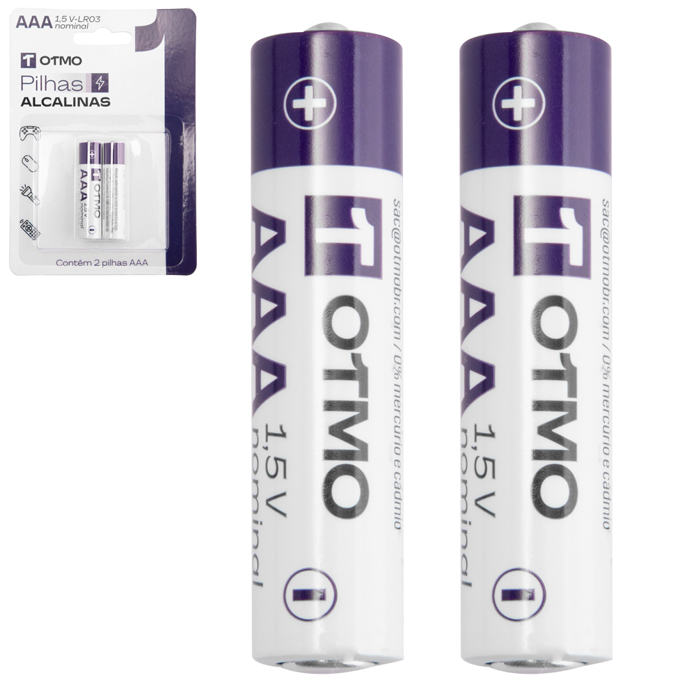 PILHA AAA PALITO ALCALINA 1,5V-LR03 COM 2 PECAS