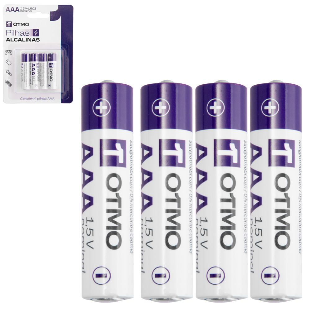 PILHA AAA PALITO ALCALINA 1,5V-LR03 COM 4 PECAS