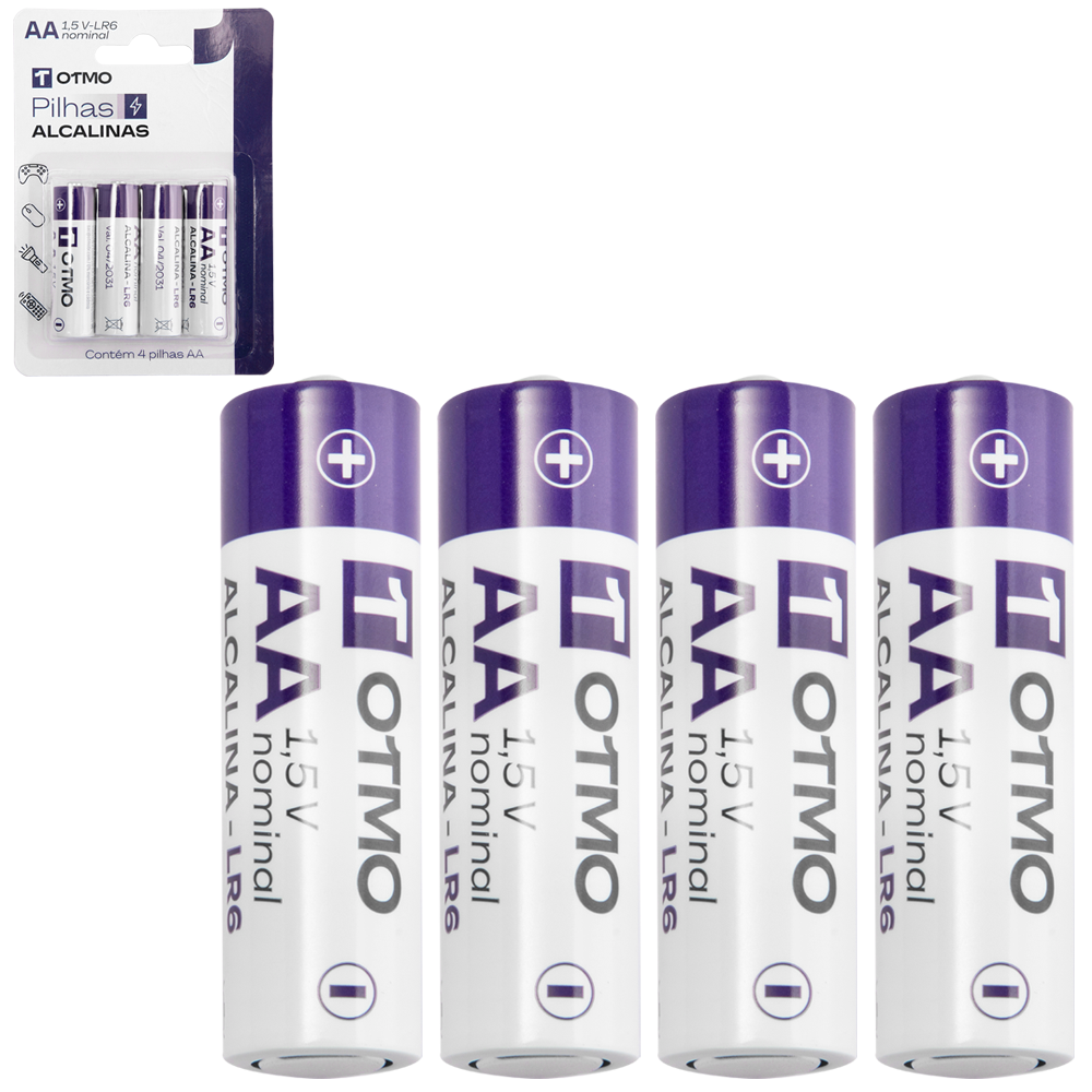 PILHA AA ALCALINA 1,5V-LR6 COM 4 PECAS