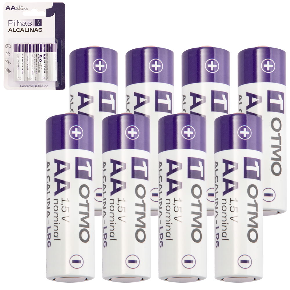 PILHA AA ALCALINA 1,5V-LR6 COM 8 PECAS
