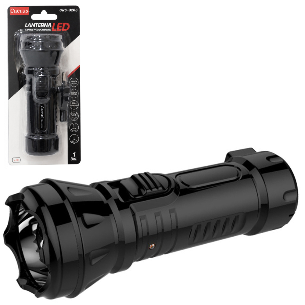 LANTERNA RECARREGAVEL BIVOLT 1W COM 1 LED 13X4,5CM