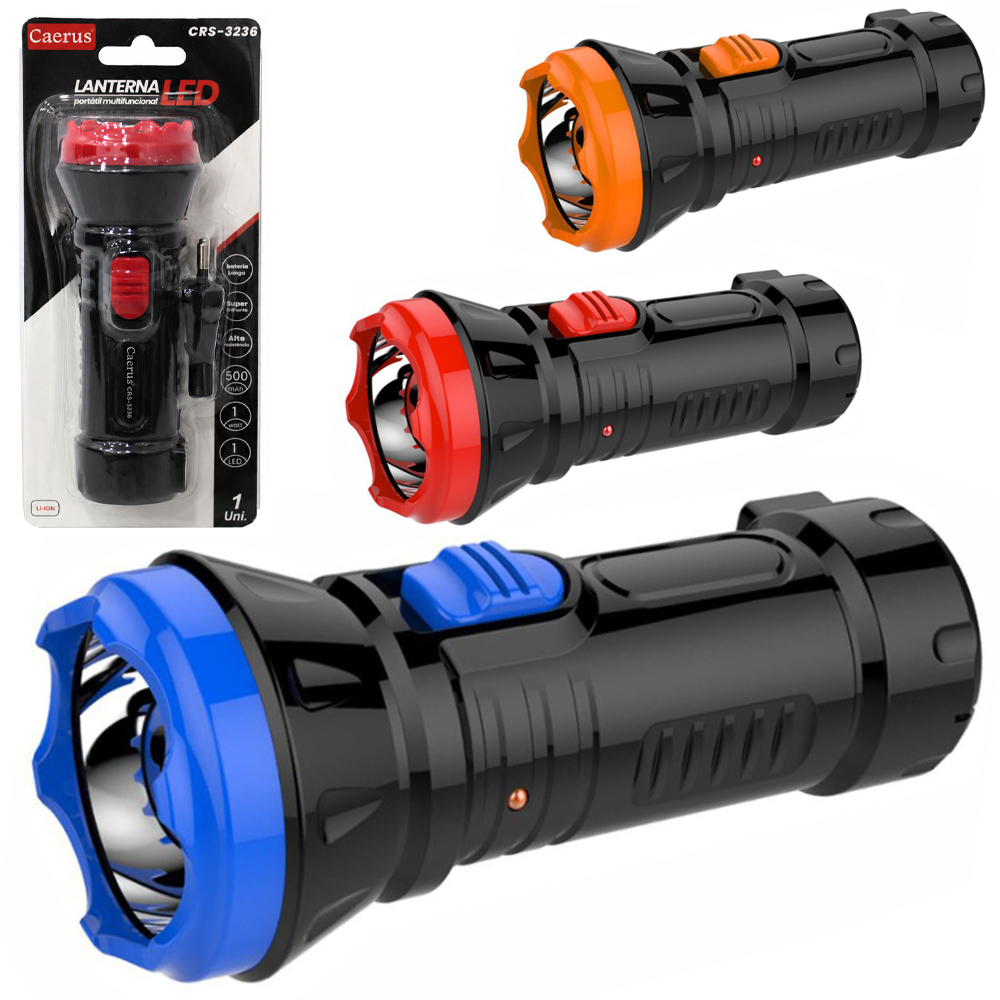 LANTERNA RECARREGAVEL BIVOLT 1W COM 1 LED 13X4,5CM