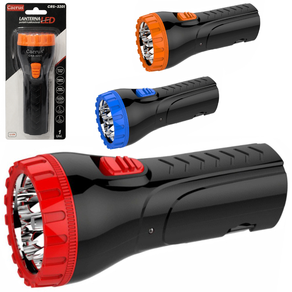 LANTERNA RECARREGAVEL BIVOLT 1W COM 1 LED 14X5CM