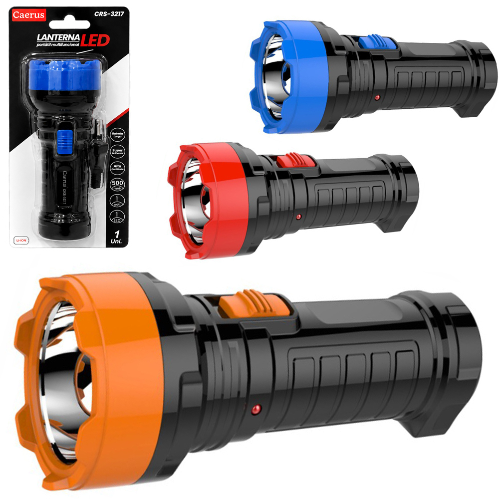 LANTERNA RECARREGAVEL BIVOLT 1W COM 1 LED 14X5CM