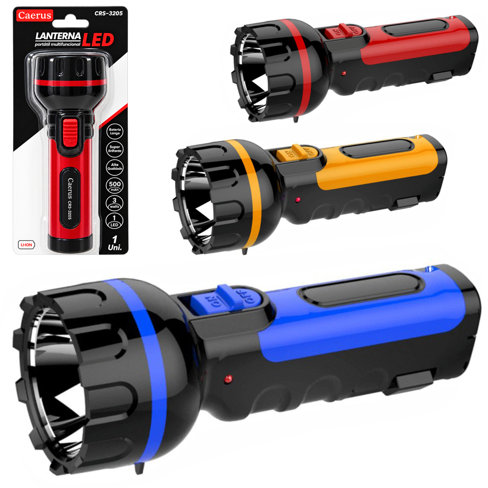 LANTERNA RECARREGAVEL BIVOLT 3W COM 1 LED 16X5,5CM