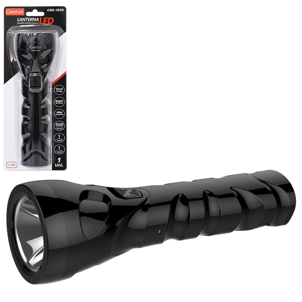 LANTERNA RECARREGAVEL BIVOLT 1W COM 1 LED 22X6,5CM