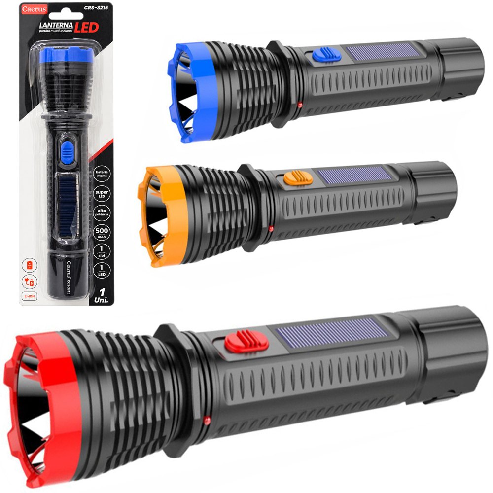 LANTERNA RECARREGAVEL SOLAR BIVOLT 1W COM 1 LED 23X4CM