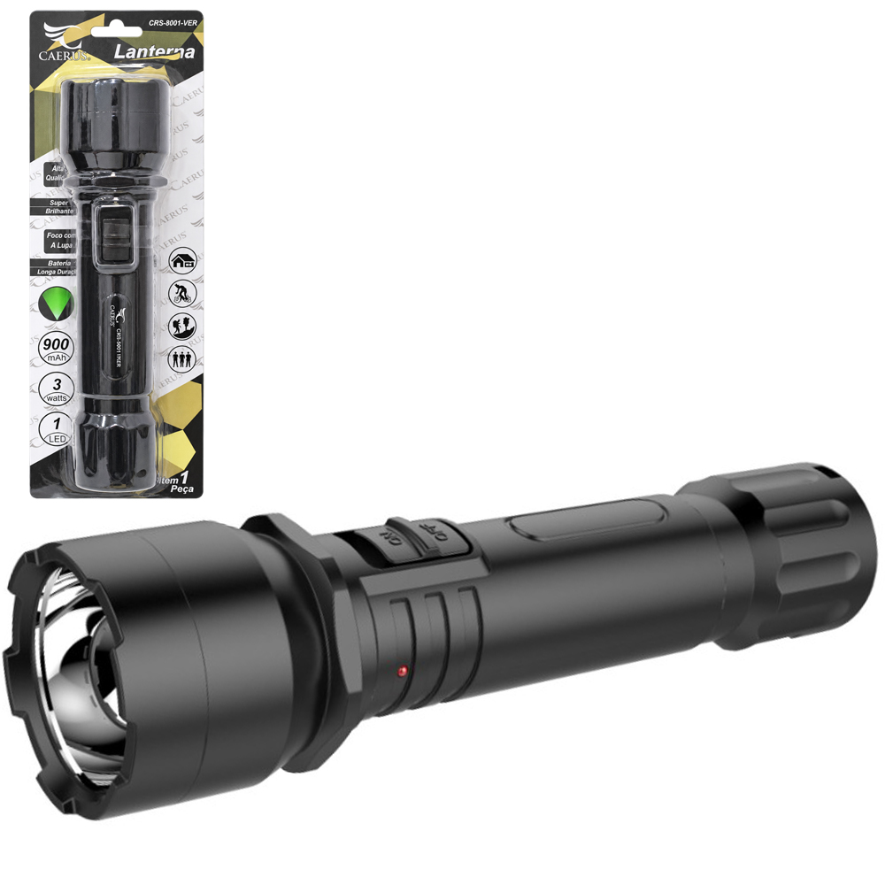 LANTERNA RECARREGAVEL BIVOLT 3W COM 1 LED 24X6CM