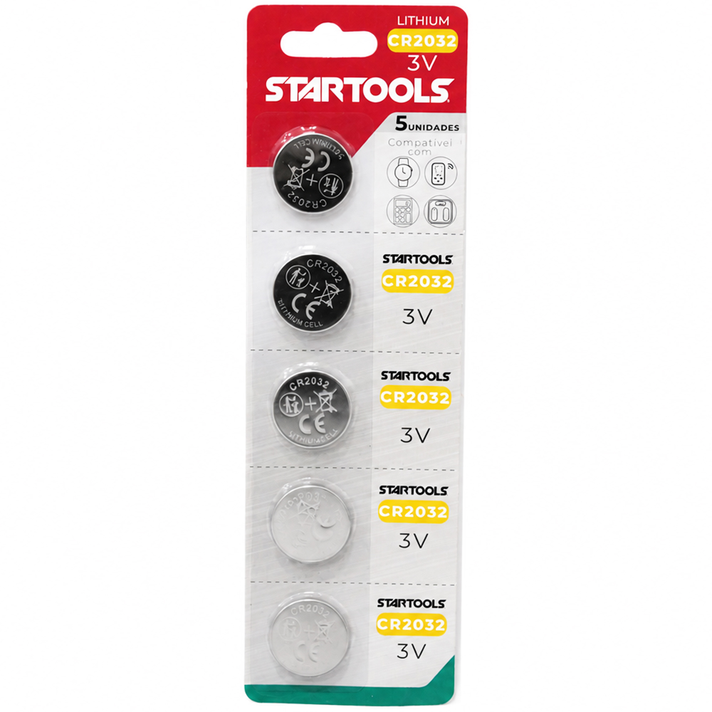 BATERIA CR2032 DE LITHIUM BOTAO 3V COM 5 PECAS