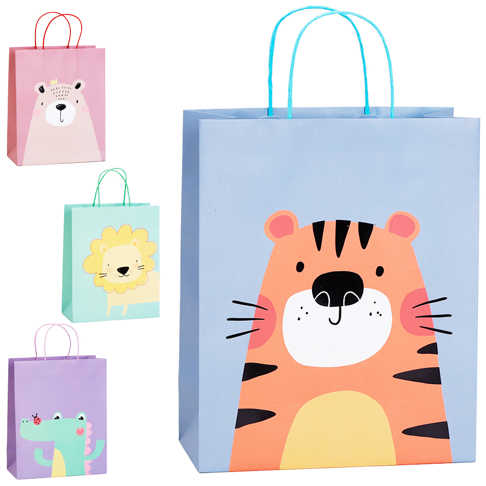 SACOLA DE PAPEL PARA PRESENTE BABY ZOO 42X32X11CM