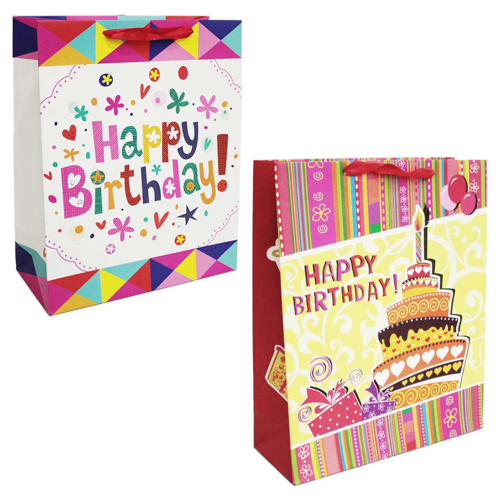 SACOLA DE PAPEL PARA PRESENTE LUXO HAPPY BIRTHDAY! 32X26X10CM