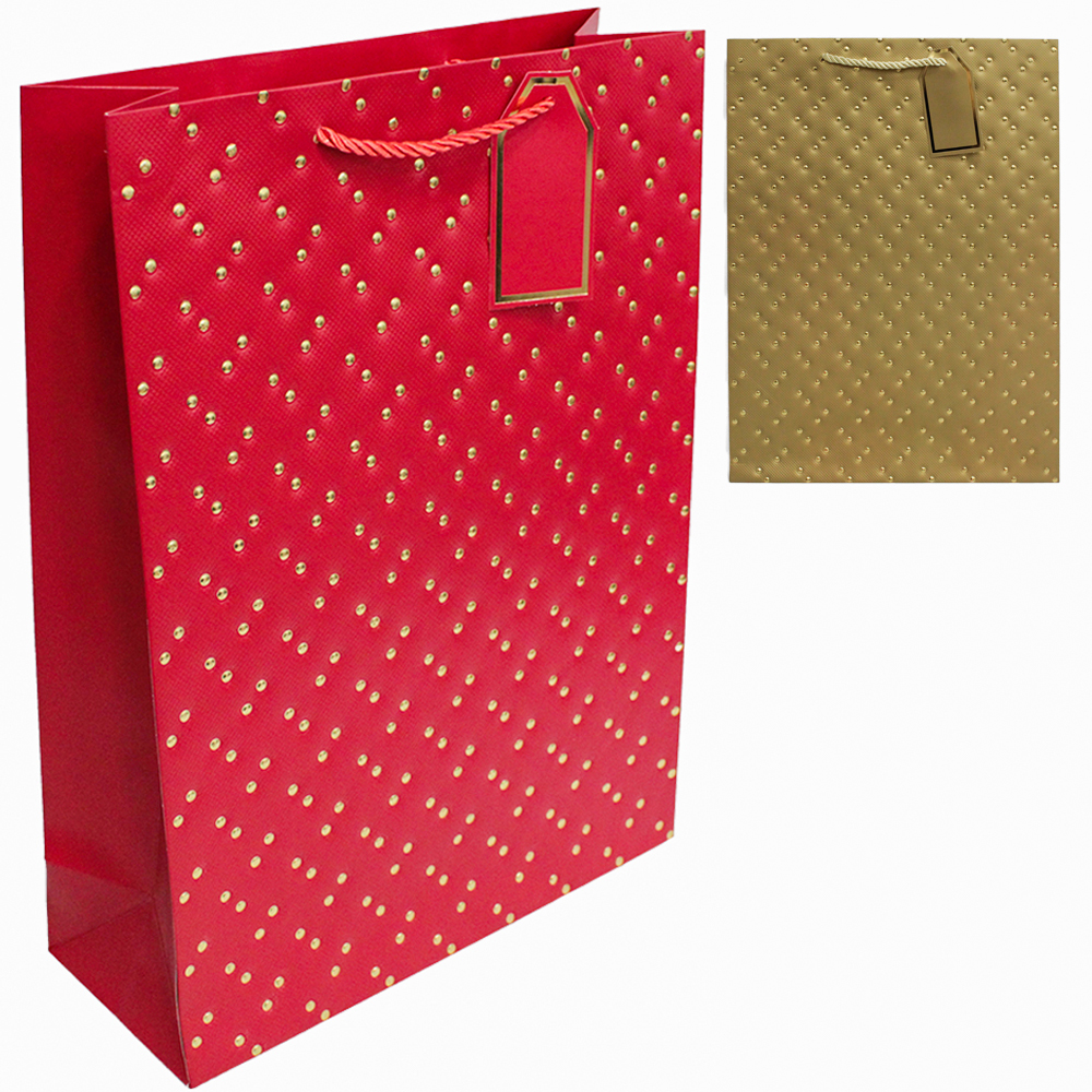 SACOLA DE PAPEL PARA PRESENTE LUXO BOLINHAS 42X31X12CM