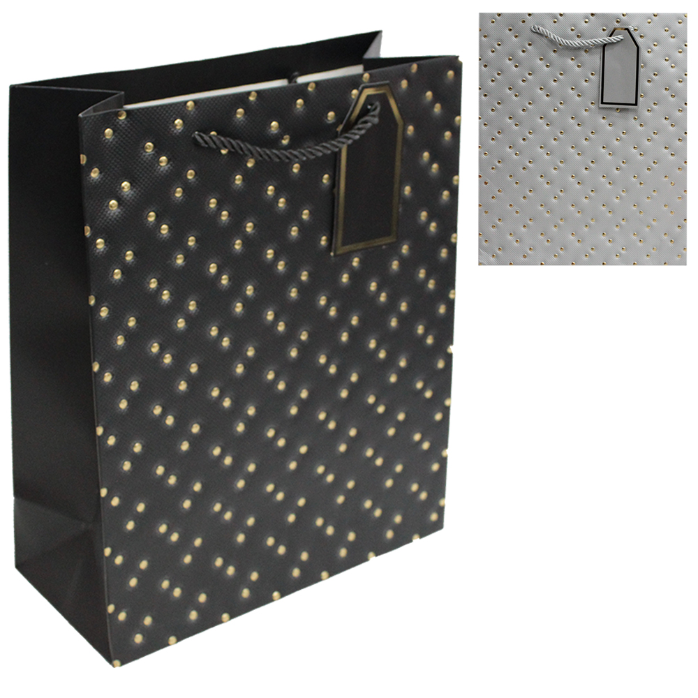 SACOLA DE PAPEL PARA PRESENTE LUXO BOLINHAS 32X26X12CM