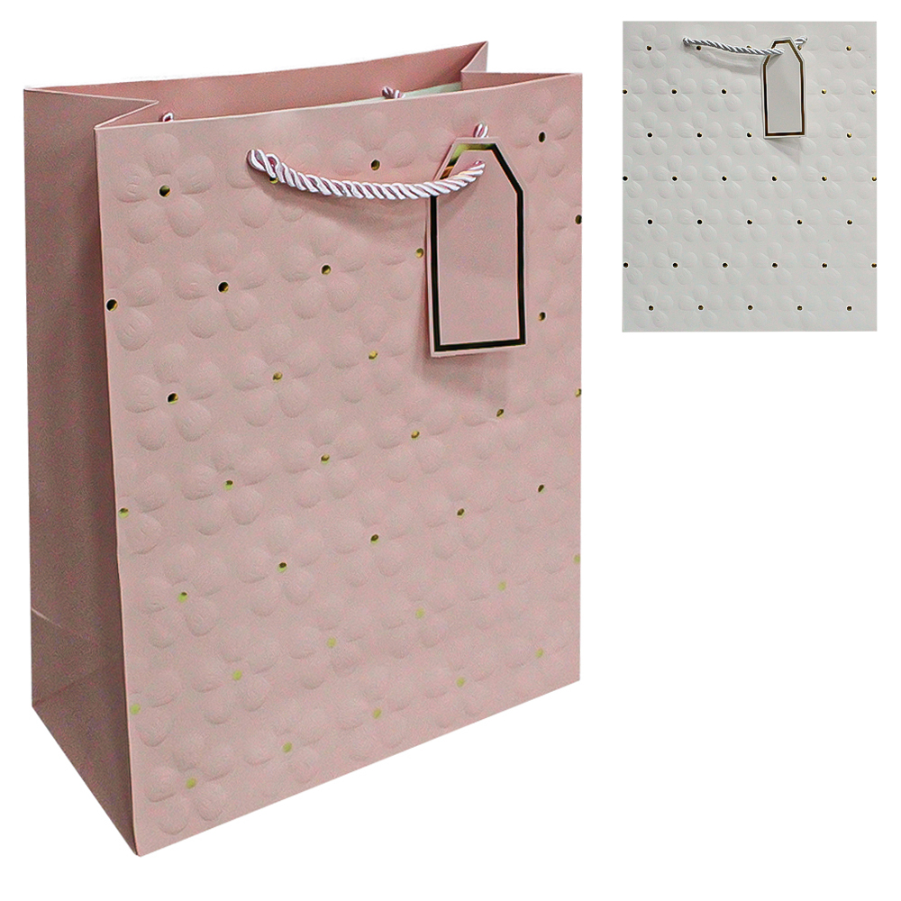 SACOLA DE PAPEL PARA PRESENTE LUXO FLOR 32X26X12CM