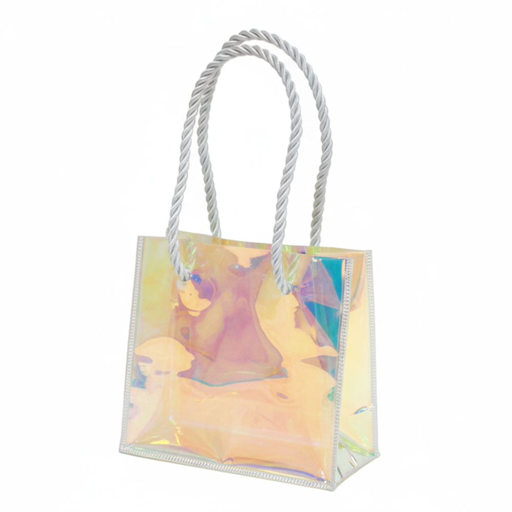 SACOLA DE PVC RETANGULAR CINTILANTE 11,5X9,5X4CM