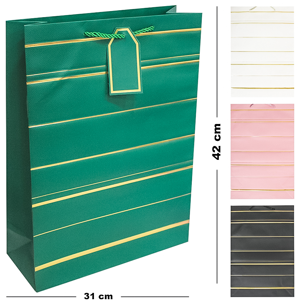 SACOLA DE PAPEL PARA PRESENTE LUXO 42X31X12CM