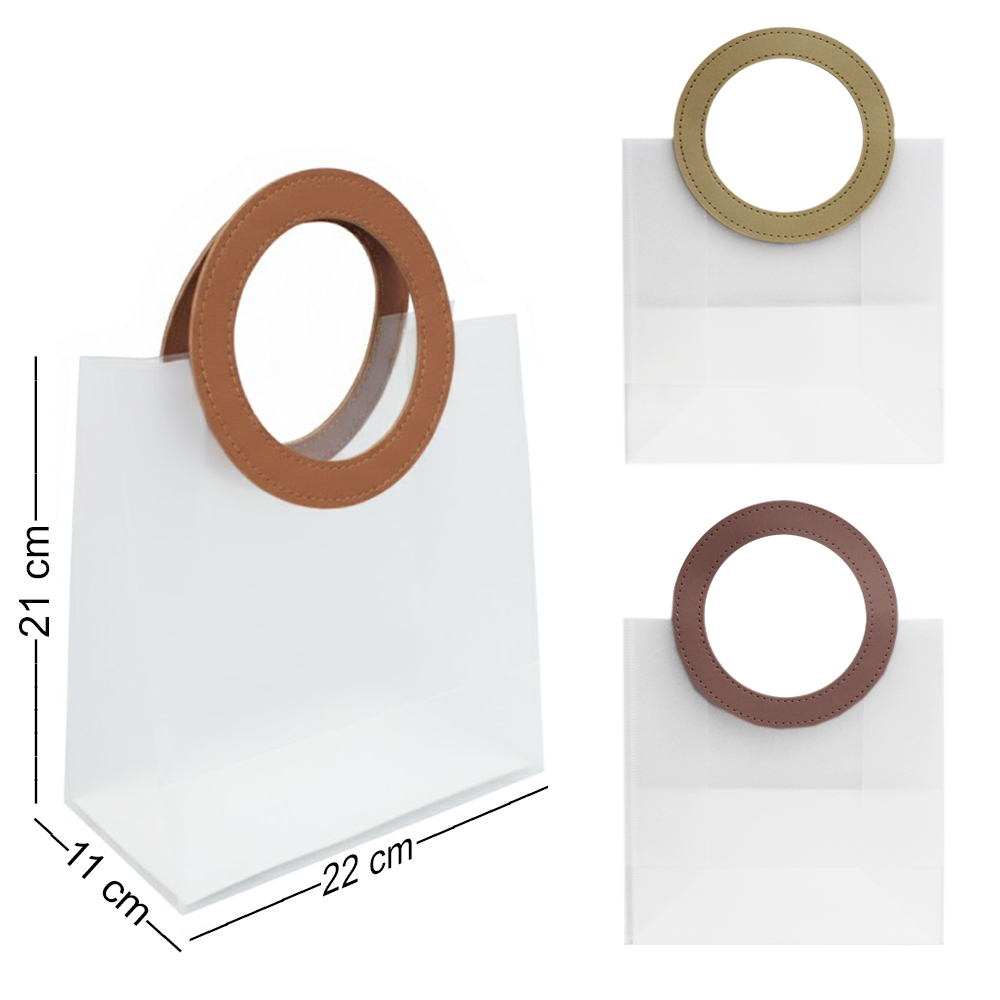 SACOLA DE PLASTICO TRANSPARENTE COM ALCA REDONDA 22X21X11CM