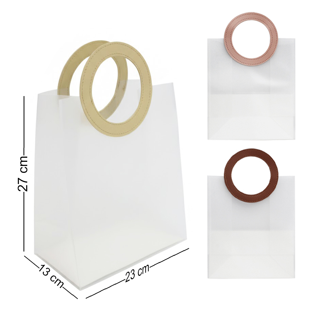 SACOLA DE PLASTICO TRANSPARENTE COM ALCA REDONDA 27X23X13CM