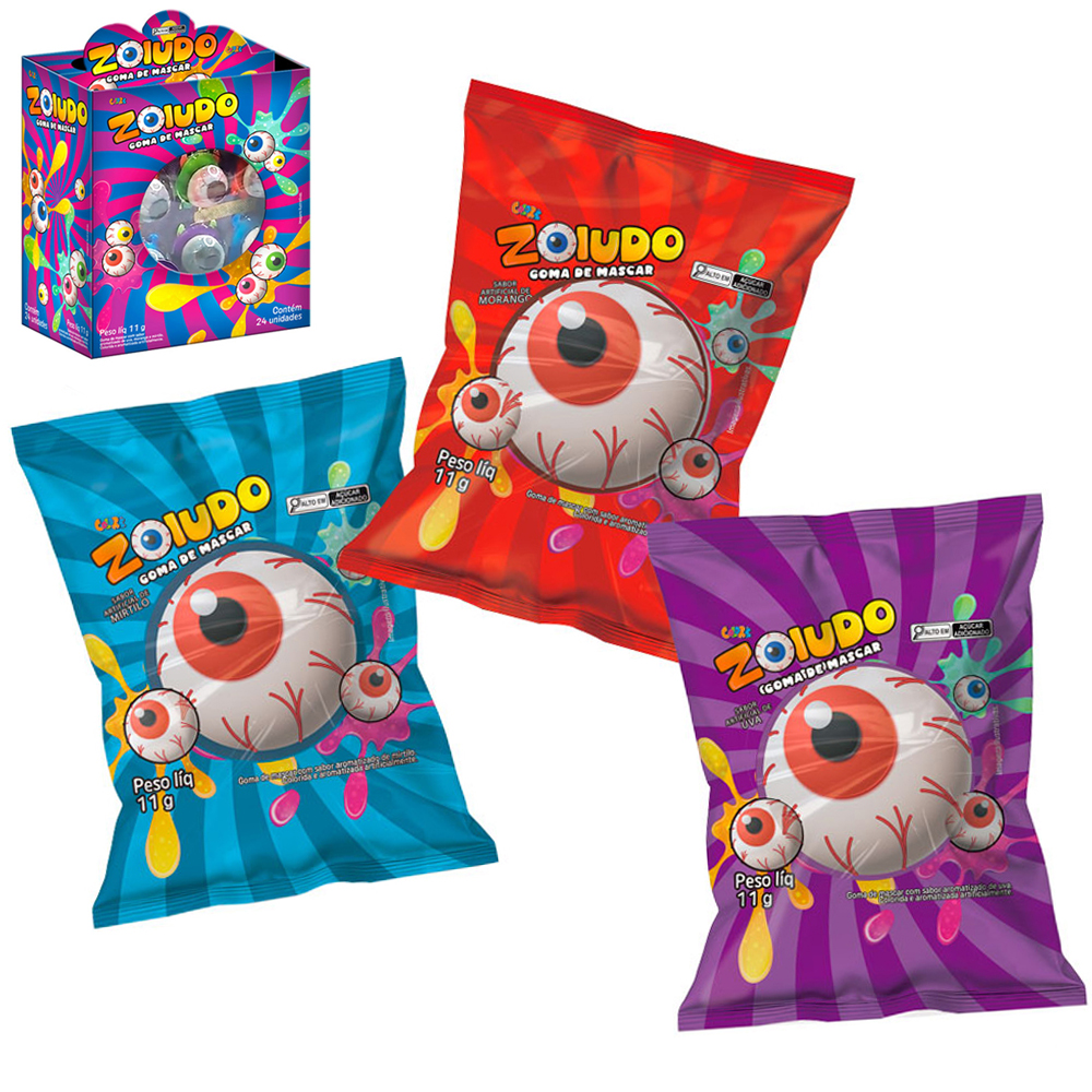 ZOIUDO GOMA DE MASCAR MORANGO / MIRTILO / UVA 11G DP PLAY COLORE