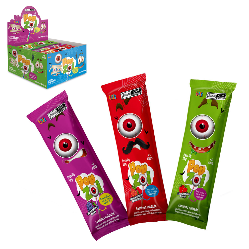 PIRULITO POP ZOI TORCA O CABO E VEJA AS CORES APARECER! MORANGO 10G DP PLAY COLORE