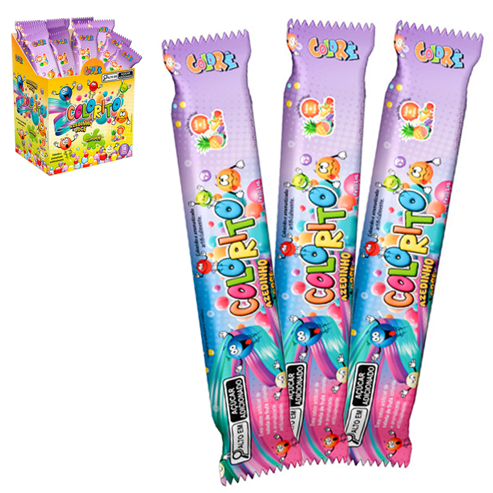 BALA COLORITO AZEDINHO DOCE SALADA DE FRUTA 10G DP PLAY COLORE