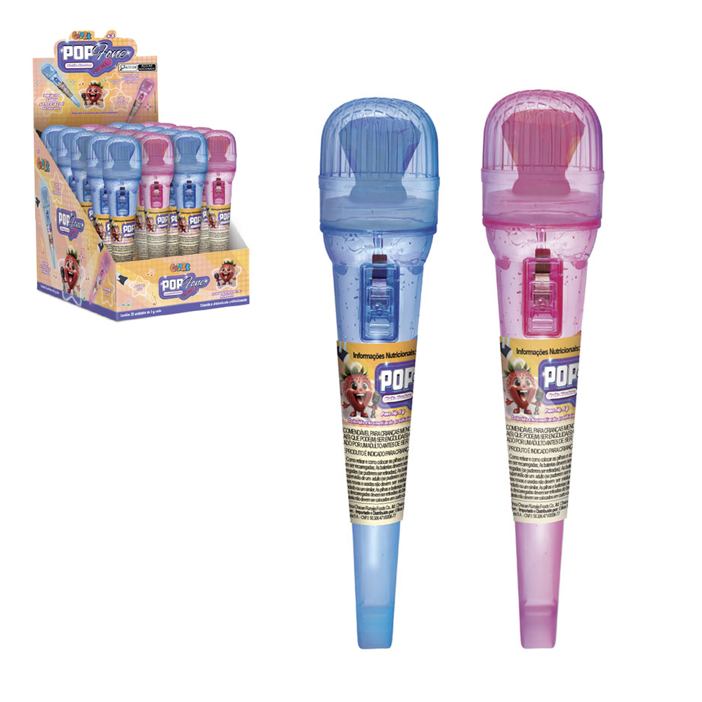 PIRULITO MICROFONE POP FONE ACENDE LUZ A BATERIA MORANGO 5G DP PLAY COLORE