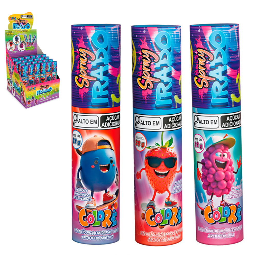 BALA LIQUIDA SPRAY IRADO MORANGO / MIRTILO / UVA 22G DP PLAY COLORE